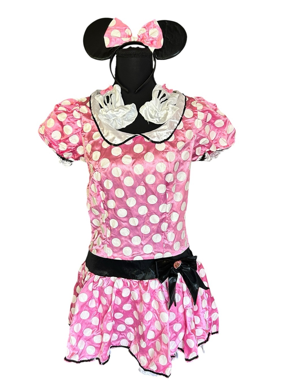 Disney Minnie Mouse Pink White Polka Dot Costume Junior Medium 7-9